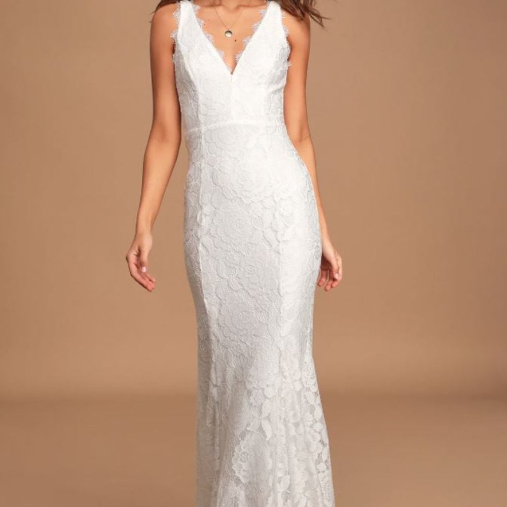Lulus ivory, Lace me Tell you, mermaid - size L